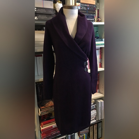 Ralph Lauren Deep Eggplant Purple Sweater Knit Dress - Picture 3 of 11
